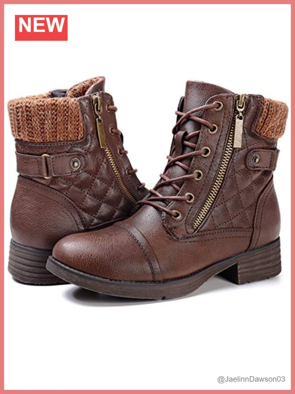 Womens Combat Boots Lace Up Ankle Booties Side Zipper Faux Leather Vegan